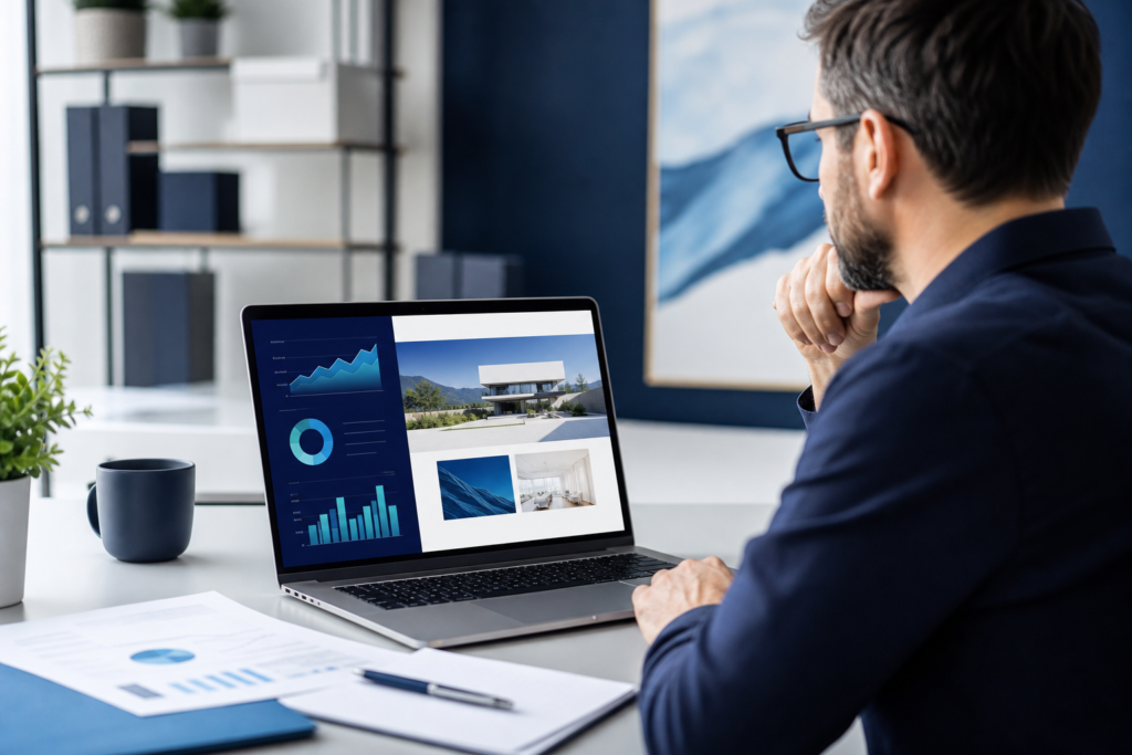 Small business owner reviewing a website strategy for conversion-focused growth