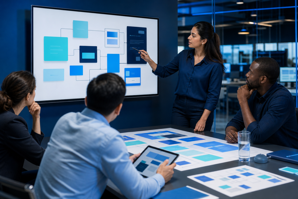 Enterprise team discussing headless CMS development trends and content architecture