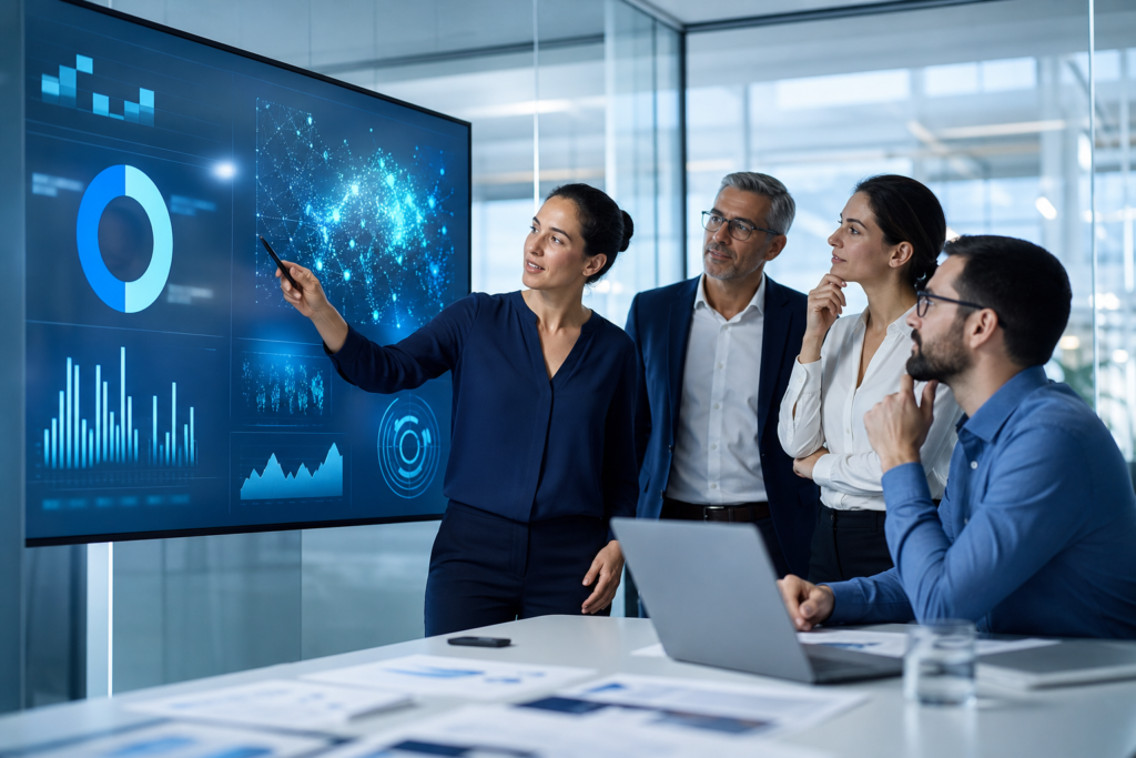 Enterprise team planning custom web development for business growth