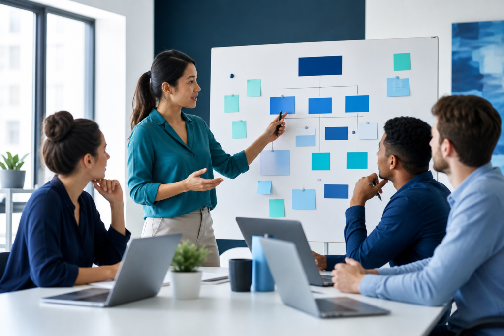 Startup team planning headless CMS development strategy