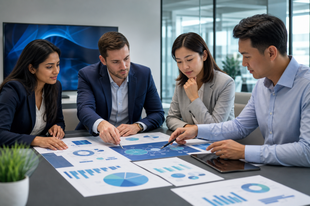 Business team preparing company data for AI and automation