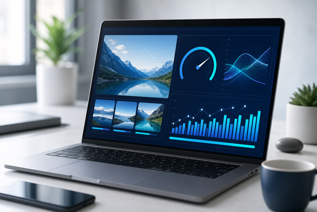 Professional editorial concept showing image optimization and website speed performance
