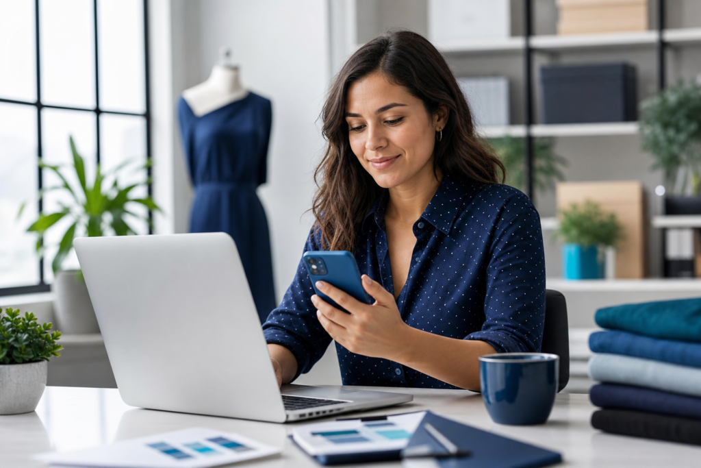 Small business owner reviewing a mobile-first website design checklist on a smartphone