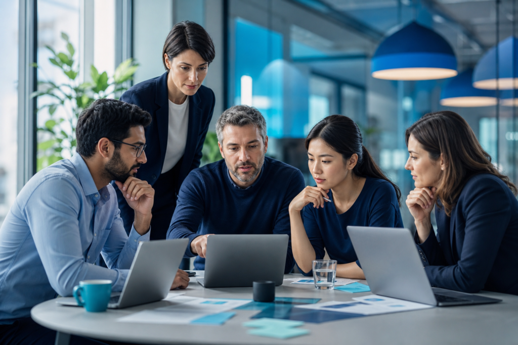 Enterprise team planning web development outsourcing with a digital solutions partner