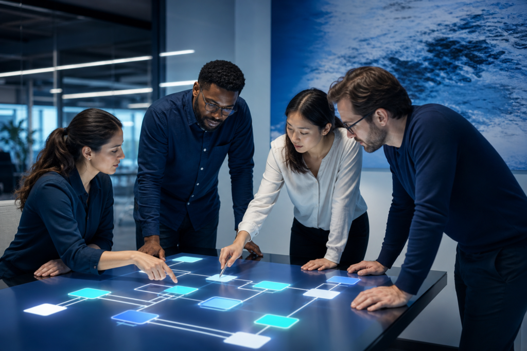 Startup team planning API integration and connected systems