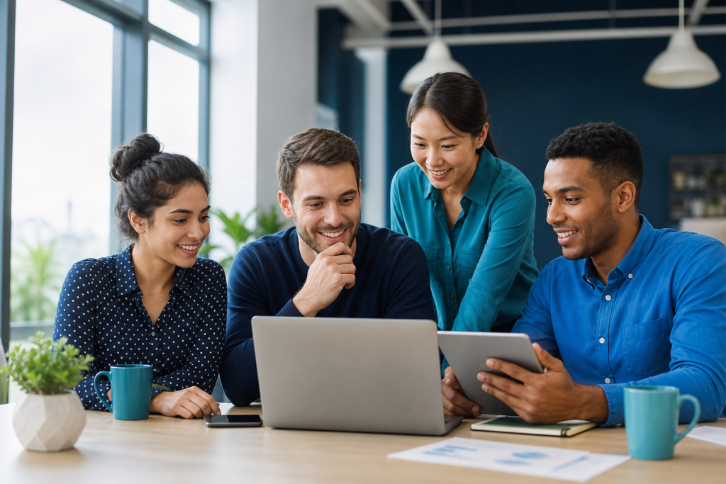 Team reviewing a WooCommerce development checklist in a modern workspace