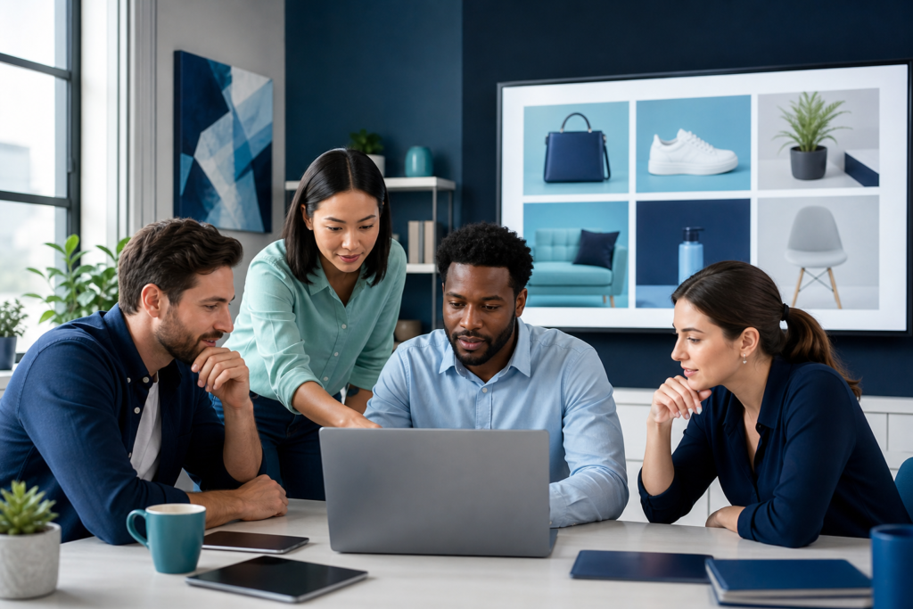 Online retail team planning WooCommerce development for store growth